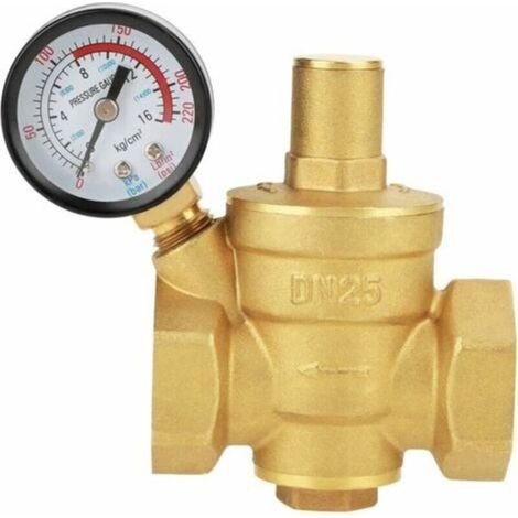 Aiperq Régulateur De Pression, Laiton Régulateur De Pression, Dn25 Réglable En Laiton Régulateur De Pression D'eau Réducteur Avec Compteur De Jauge