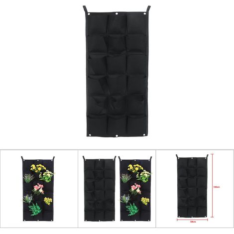 Jardinière Verticale en Feutre avec Poches 18 Sacs de Culture de Plantes de Jardin Suspendue sur Mur 10050cm (1/4)