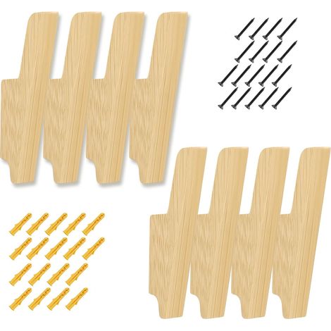 Lot de 8 Patères Murales en Bois Massif de Chêne – Crochets Muraux pour Vêtements (1/5)