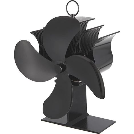 Ventilateur de poêle à 4 pales, souffleur thermique pour cheminée, circulation de chaleur, taille mini, fonctionne à la chaleur, pour bois/bûches/insert. (1/5)