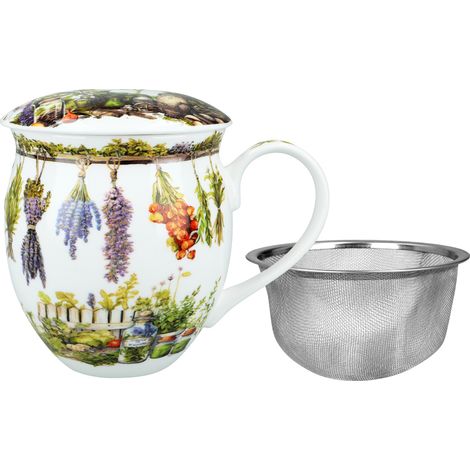 Vaso para orinal Carmani de 430 ml con colador y tapa - Hierbas