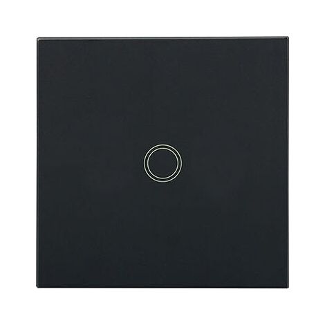 Interrupteur d'éclairage 1 gang 1 voie Interrupteur tactile mural noir avec indicateur LED, interrupteur d'éclairage avec panneau en verre trempé, sans fil neutre (charge maximale : 500 W) (1/4)