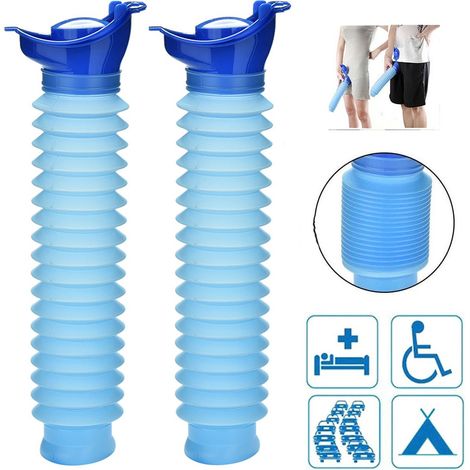 Inodoro portátil de emergencia unisex reutilizable - WC de emergencia 2x - Botella de orina - Inodoro portátil reutilizable y retráctil para camping - Inodoro portátil para camping - (1/4)