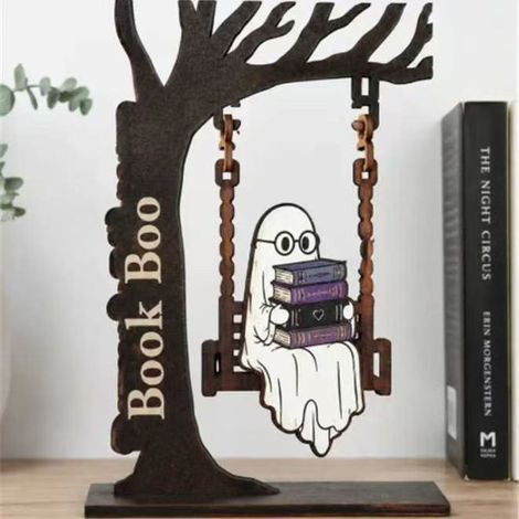 Trendy, fun, and cute new Chilling Ghost On Swing - Ghost Bookshelf Swing - B -