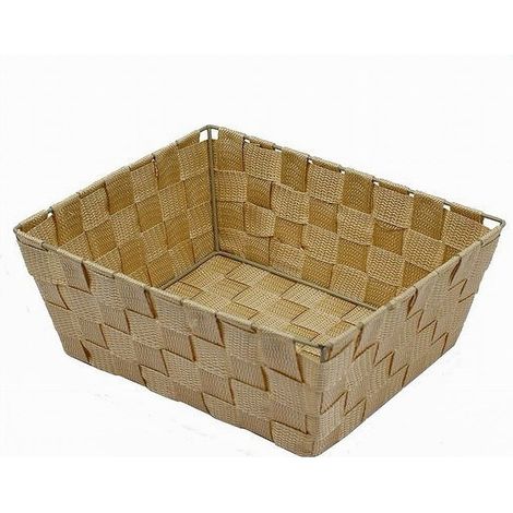 Cleafe - Porta Oggetti Organizer Bagno Camera Cucina In Tessuto Beige 28x22x10.5cm 79021 - (1/5)