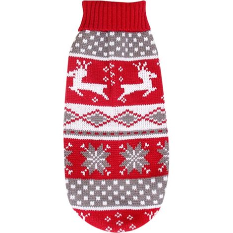 Pull-over Chien - Pull En Acrylique Imprimé Cerf De Noël - Pour Chiens De Petite Taille - Rouge - XS (1/5)