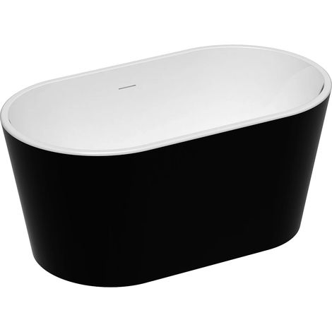 Vasca da bagno ovale freestanding - 130 x 71 x 58 cm - Acrilico - Nero - 180 L - APOGON