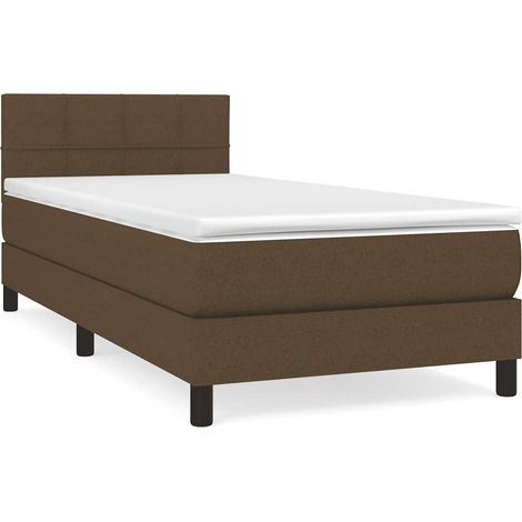 Maison Exclusive - Cama box spring con colchón tela marrón oscuro (1/5)