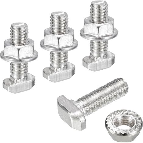 Vis en T avec Boulon M8X25mm et Écrous à Bride Hexagonale M8, 30 Ensembles de Boulons en T à Tête de Marteau et Tige en T pour Profilé en Aluminium de Série 30 (1/5)