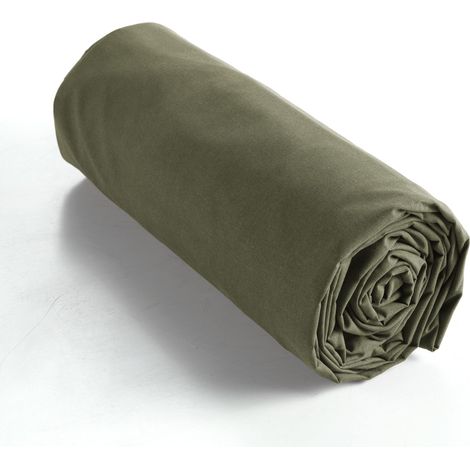 Drap-housse 1 personne Ambre Romarin – 90 x 190 cm – Bonnet 30 cm – Coton 57 fils/cm² (1/3)