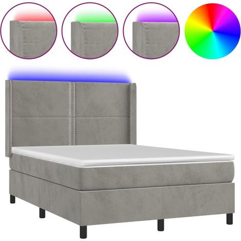Maison Exclusive - Cama box spring colchón y LED terciopelo gris