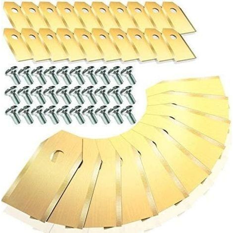 30x Lame De Rechange en Carbon pour tous les Automower/Gardena/Yardforce - Couleur or Lame robot tondeuse pour 305, 308, 310, 315, 320, 420, etc. - (3.1 g / 0.75 mm) avec 30 Vis (1/5)