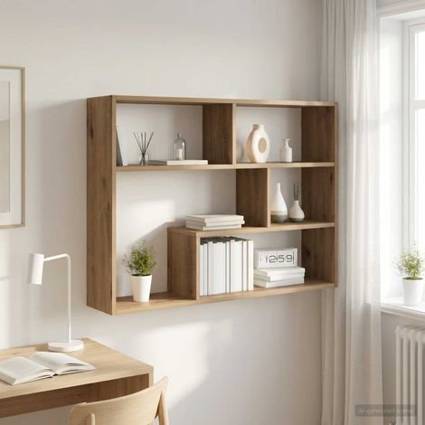 vidaXL Wall Shelf Wall-Mounted Artisan Oak 95 x 20 x 69.5 cm (1/5)