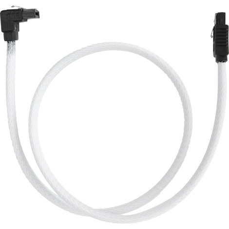 Câble SATA 3.0 Blanc Coude 7 Broches pour Disque SSD, Amélioration Vitesse avec Ressort (1/5)