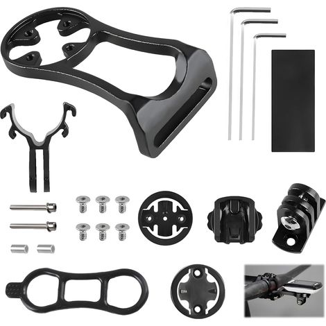 Alloy Front Mount Computer Holder Extension Bike for Watch with Accessories Sports Action Camera Sturdy Aluminium Construction Bicycle Light Adapter (Black) (1/5)