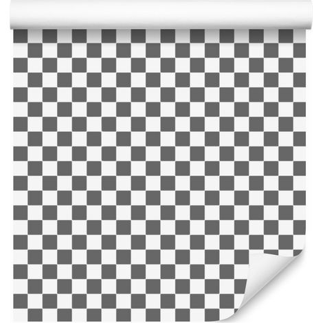 Carta da parati a scacchiera grigia e grigio chiaro 50x1000 cm (1/5)