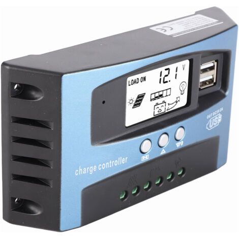 Contrôleur de charge solaire MPPT 100A avec double port USB et écran LCD, 12V/24V (1/5)