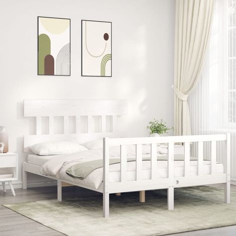 Bed Frame without Mattress White 120x200 cm Solid Wood Pine vidaXL (1/5)