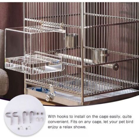 NALOOKAMIC  Baignoire pour oiseaux avec crochets de suspension pour petits oiseaux, perroquets, inséparables, canaris(13x11x13CM)