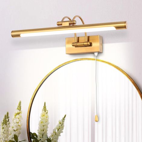 1 Applique Murale LED, Laiton, Bras Réglable, IP44, 3000K, Pour Salle De Bain Et Tableau