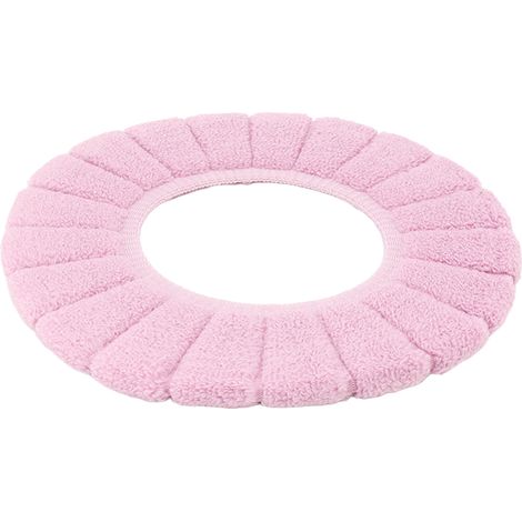 Housse de siège de toilette chaude, douce, confortable, lavable, réutilisable, antidérapante, rose. (1/5)