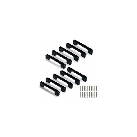 Lot de 10 poignées de porte de cuisine carrées en acier inoxydable avec trou central de 128 mm (vis incluses)- Crezuo (1/4)
