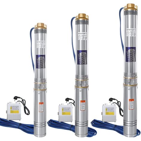 Pompe de puits profond, 750W Pompe immergée avec débit de 4000 L/h, 6,7 bar max Pompe à Eau pour Puits Profond en Acier Inox, Profondeur de pompage 67 m avec 20M de Câbl (1/5)
