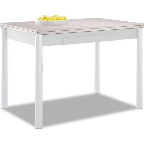 Table de Cuisine Extensible - Structure Blanche avec Couvercle laminé - Couleur Brume - Idéale pour Les Petits espaces - Dimensions : 90 x 50 cm - Extensible : 140 x 50 cm (1/5)