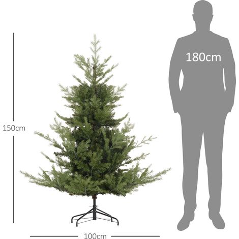 Sapin de Noël artificiel, aspect réaliste, montage rapide, plastique, vert, 100 x 100 x 150 cm (1/5)
