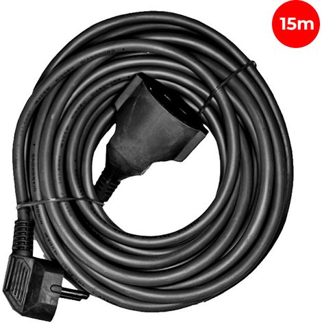 Schlauchverlängerung, 15m, 3x1,5, flexibel, schwarz  EDM 23604