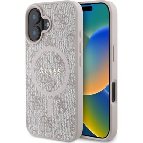 Funda Guess 4G Ring Classic Logo MagSafe para iPhone 16 (rosa) (1/5)