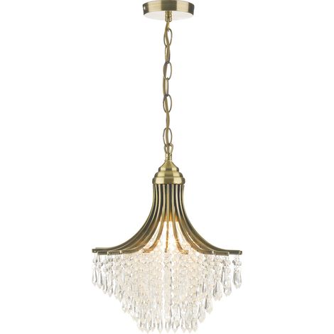DAR SURI - Suspension en verre à facettes en laiton antique, 1x E27 (1/5)