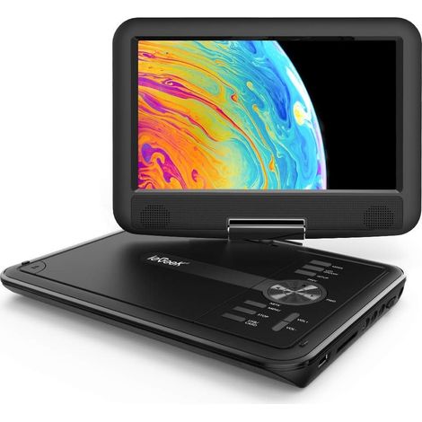 ieGeek Lecteur DVD portable 11,5" pour enfants et voiture – Écran 9,5" avec protection oculaire, batterie rechargeable de 5 heures, compatible TV/USB/carte SD et multiples formats de disques, toutes z (1/5)