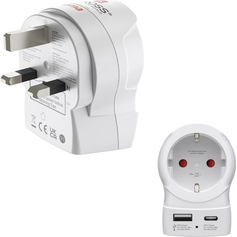 Adaptateur de voyage "EU to UK", 1 x USB-A, 1 x USB-C (PD), 20 W (1/5)