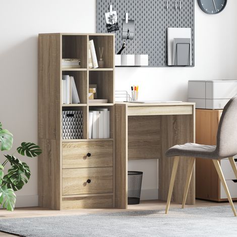 Schreibtisch mit Schubladen mit Regal 2 pcs Sonoma-Eiche