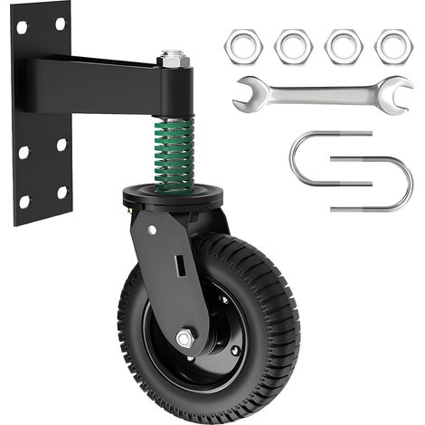 Gate wheel, 8-inch fence gate wheels for wooden fence gates, metal pipe gates, 600 lb load capacity, 360-degree swivel spring casters (1/5)