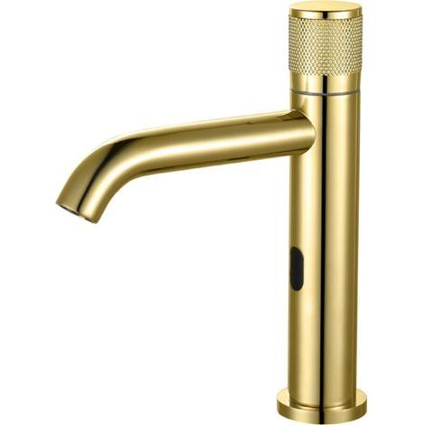 Gold infrared sensor mixer tap, battery-powered automatic sensor basin tap (1/4)