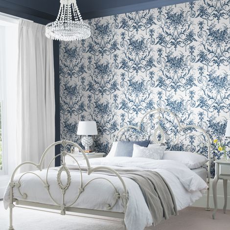 Papier peint intissé Laura Ashley Tuileries Midnight 1005 x 52cm Bleu (1/5)