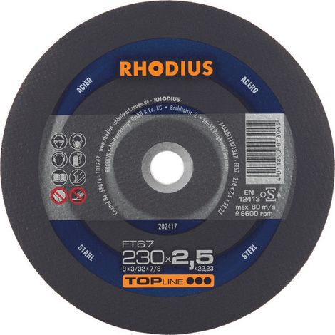 Disque de coupe FT67 230 x 2,5mm Rhodius(Par 25)