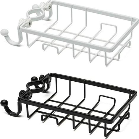 Cuisine Robinet Éponge Éponge Savon Vidange Tissu Boîte De Rangement Savon Sèche-Serviettes Étagère Bouchon(2Pcs,Blanc et Noir) (1/5)