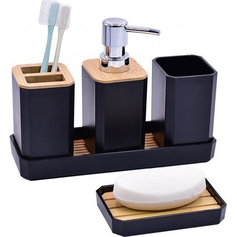 (Black) Bathroom Accessories Set, Bathroom Accessories Gift, Soap Dispenser/Dish, Bohemian, Modern Decor (1/5)