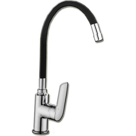 Rubinetto lavabo monocomando Pluvia "Bari Lux" con bocca flessibile nera