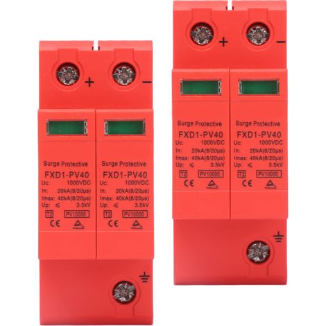 2 parafoudres photovoltaïques CC 2P 40 kA avec signal à distance FXD1-PV401000V (1/5)