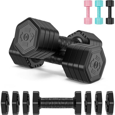 Lot de 2 Haltères Musculation Réglable Hexagonal 2,5kg 5kg 7,5kg (1/5)