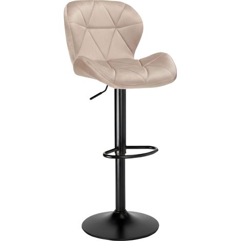 Tabouret de bar Gordon Black en velours beige (1/5)