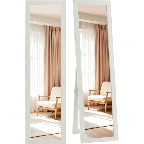 HOMCOM 37 x 157 cm Full Length Mirror with Frame for Bedroom, White (1/5)