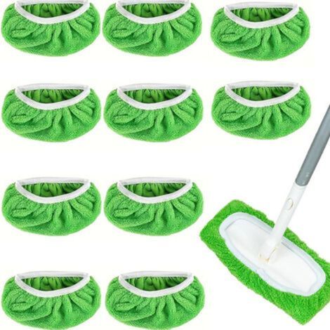 Lot de 10 chiffons à poussière réutilisables, lavables en microfibre, chiffons pour sols secs et humides, chiffons pour balai en microfibre de rechange (1/4)