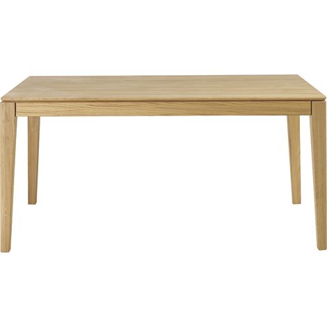 Mesa de comedor rectangular extensible con alargue integrado en madera clara de roble macizo L160-245 cm NELYA (1/4)