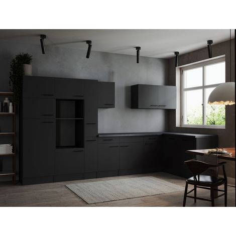 L Küche Leerblock Winkelküche Grau Matt 370 x 172 cm Respekta