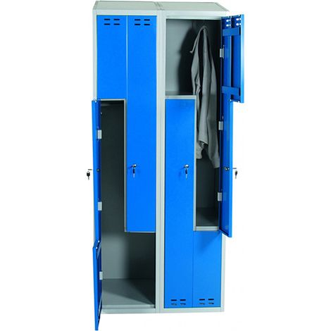 Garderobenschränke mit L-Fächern - 4 Türen - Blau - 4011071362